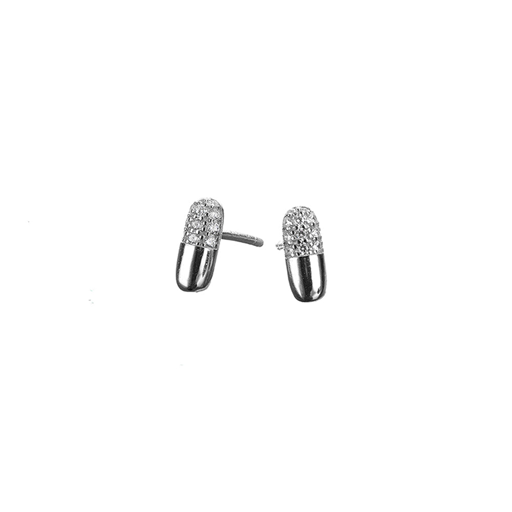 MK. - Silver Pave bar studs