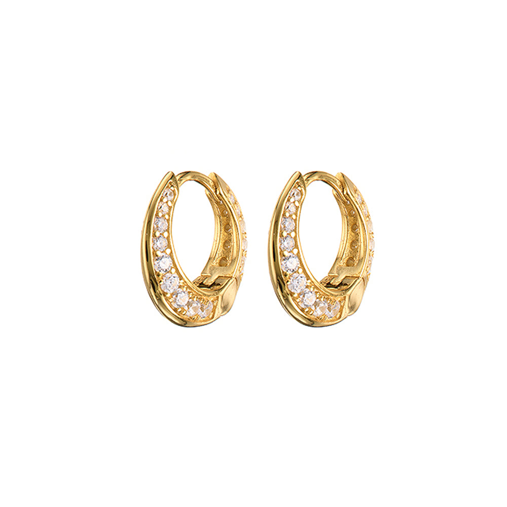 MK. - Gold Art Deco Huggies