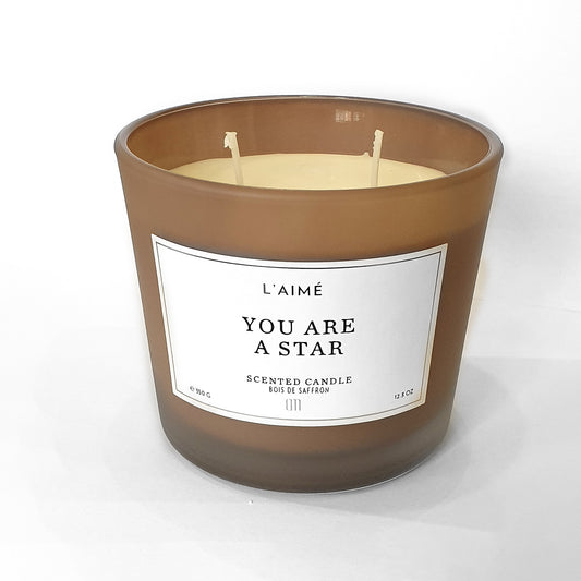 L'aime Scented Candle - "You Are A Star" - Bois De Saffron Scent