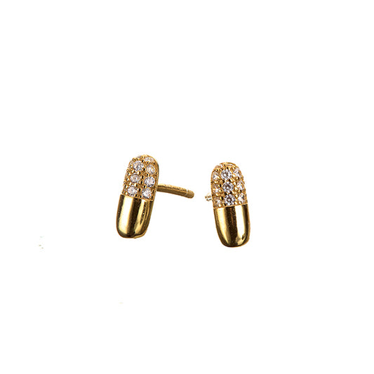 MK - Gold Pave bar studs earrings