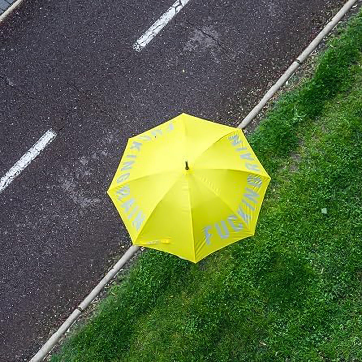 "F*cking Rain" Yellow Umbrella