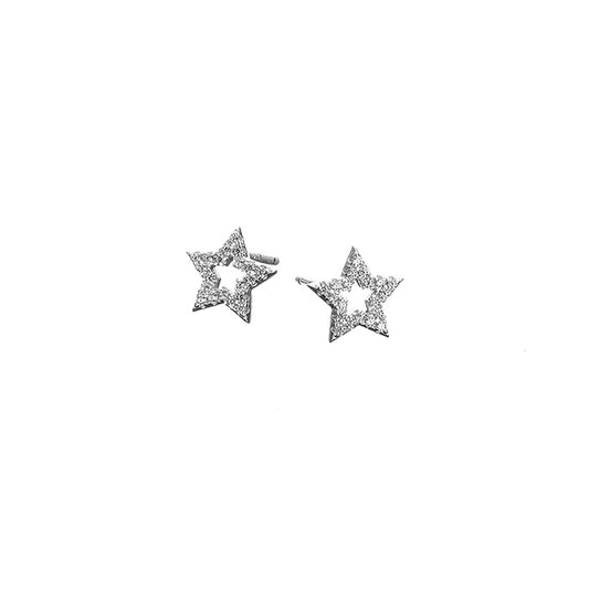 MK - Silver Pave Open Star Studs