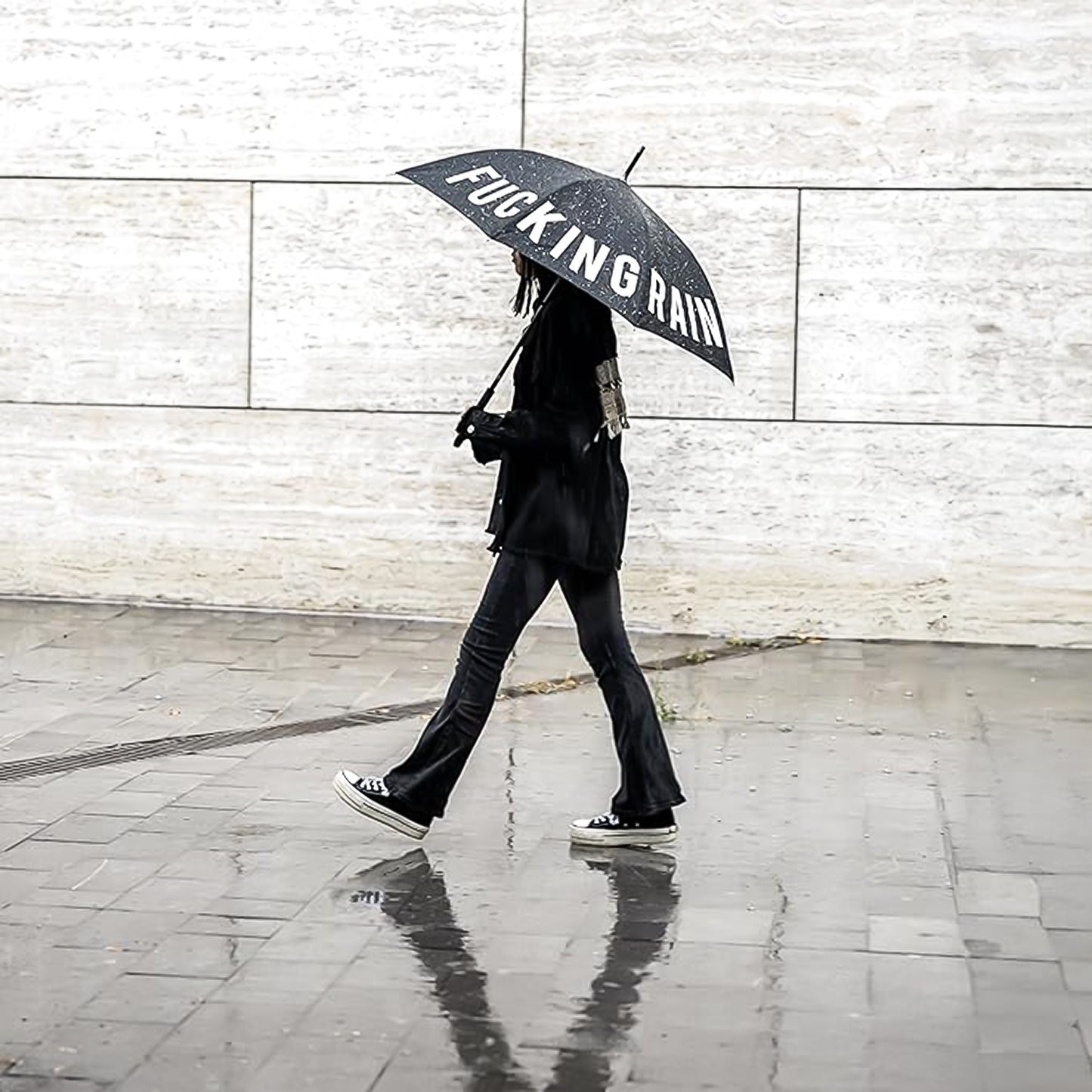 "F*cking Rain" Black Umbrella