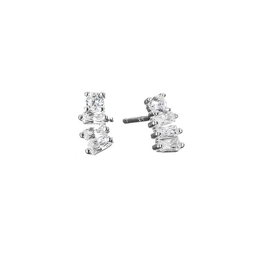 MK - Silver Baguette Stud Earrings