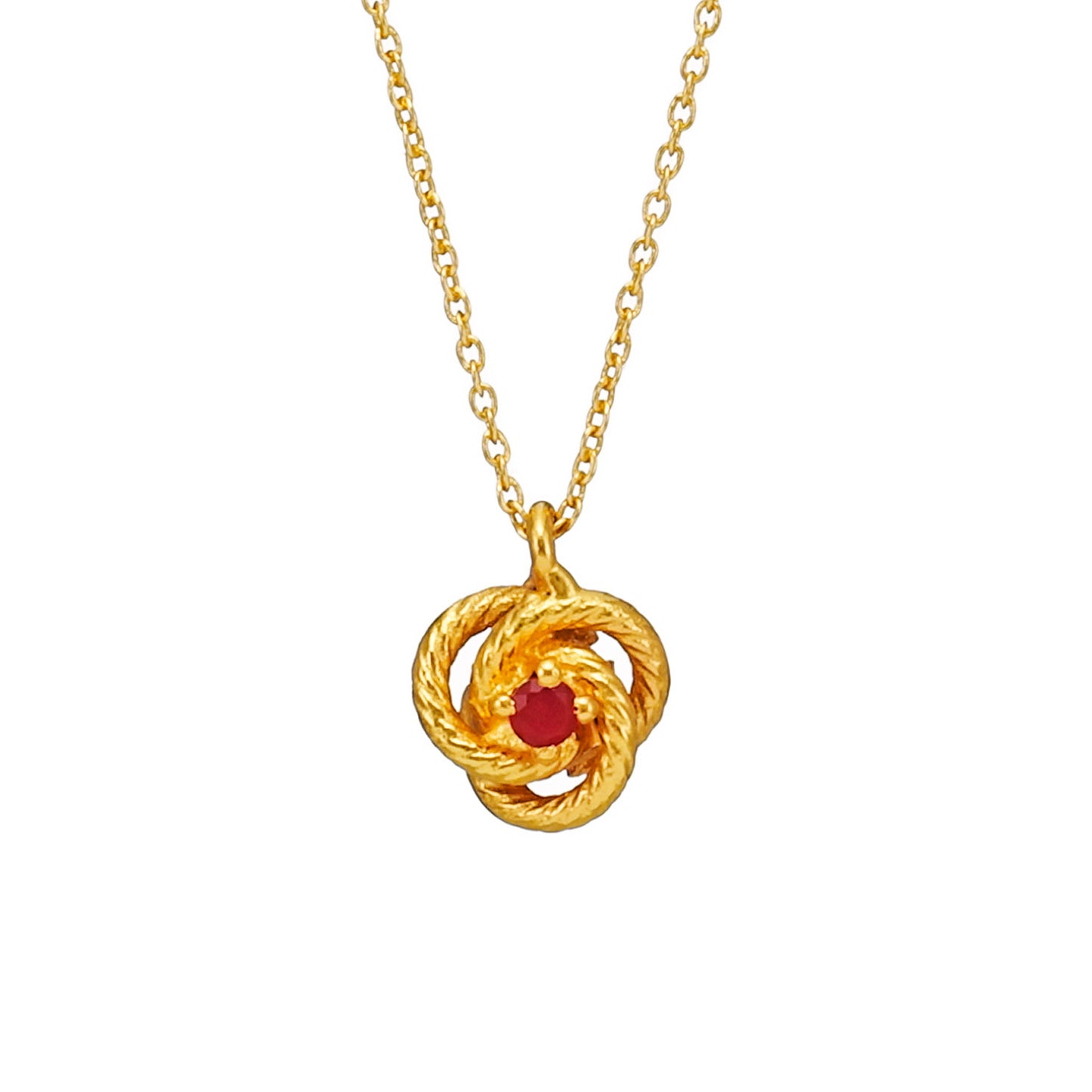 Ball necklace made from Brass, Gold plated, Red