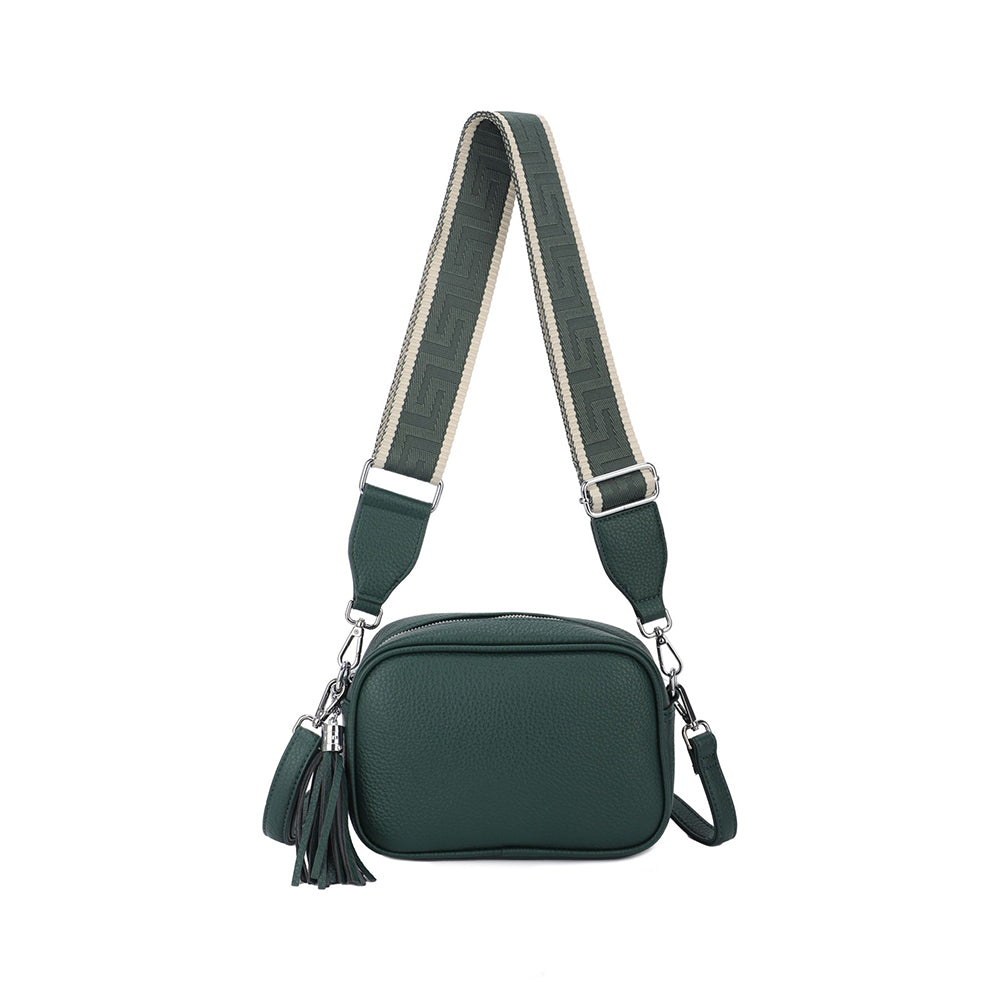 Camera Tassel Crossbody Bag with 2 straps - Green