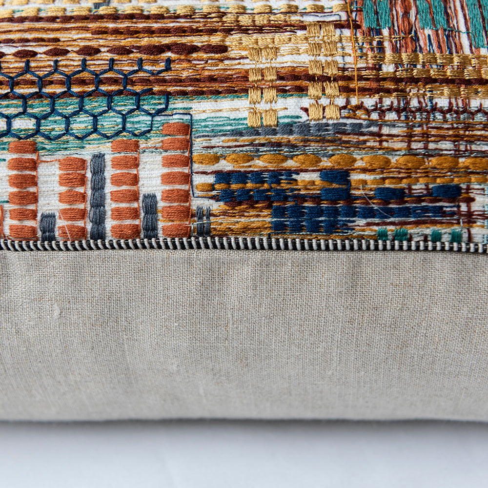 Cushion - Point De Vue - Burnt Orange Turquoise