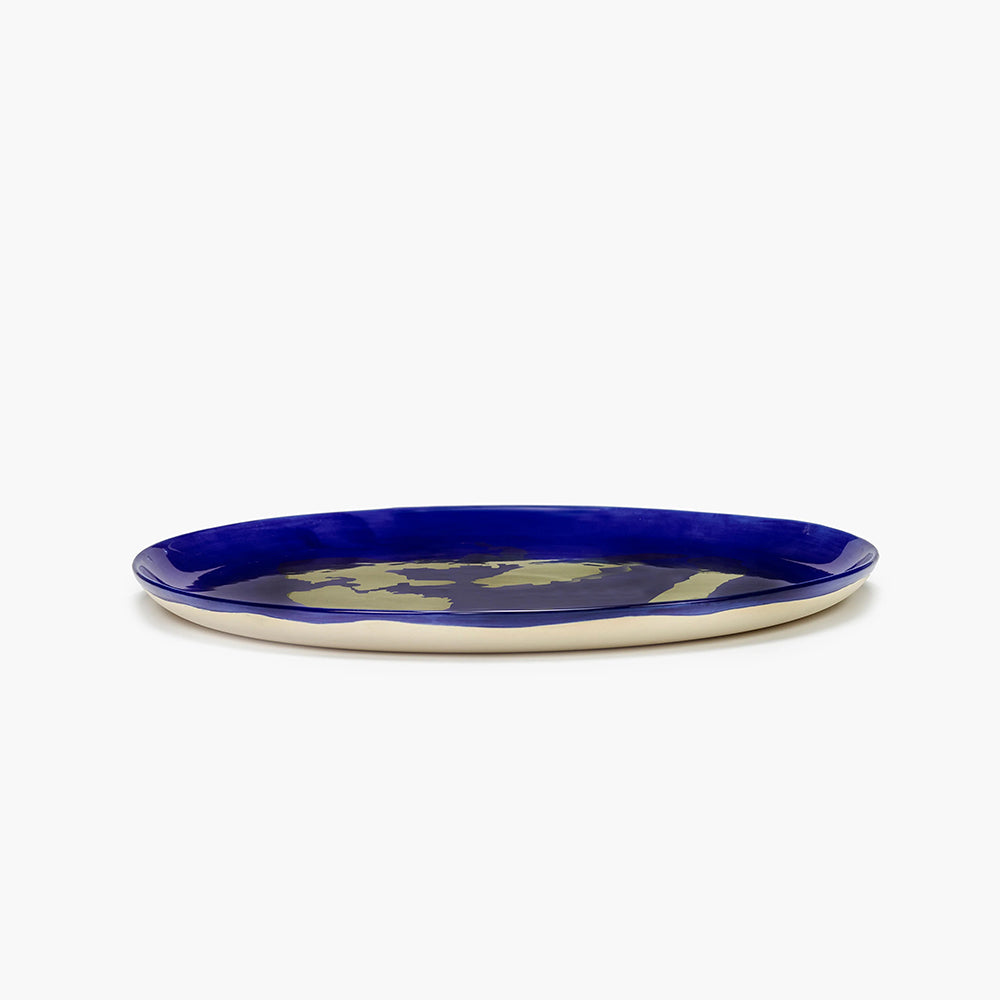 Serving Plate Blue - Golden Pepper Feast