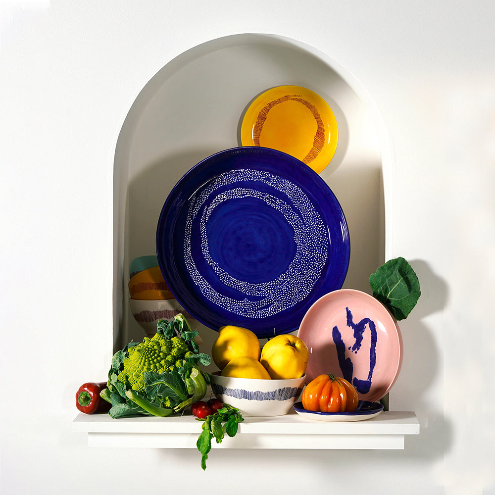 Serving Plate Blue - Golden Pepper Feast