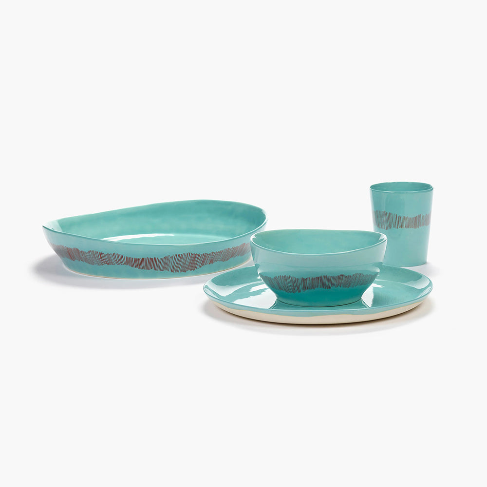 Deep Serving Plate S Azure - Red Stripes Feast