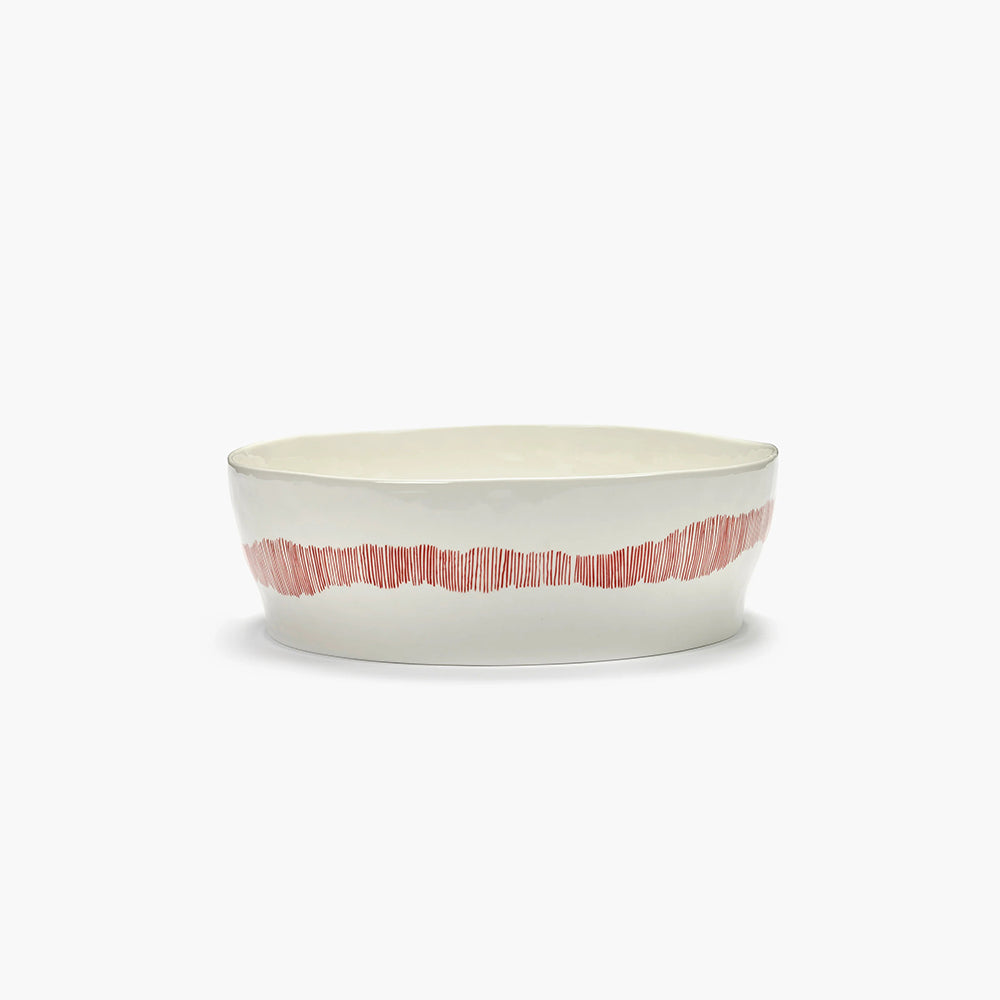 Salad Bowl White - Red Stripes Feast