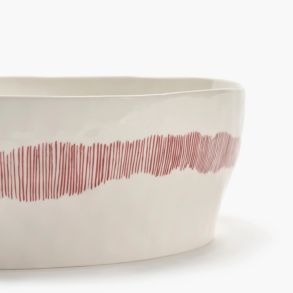 Salad Bowl White - Red Stripes Feast