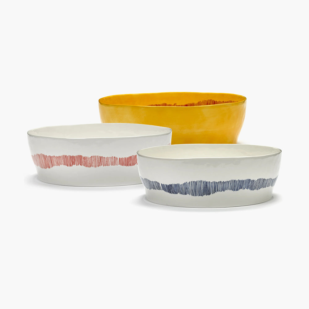 Salad Bowl White - Red Stripes Feast