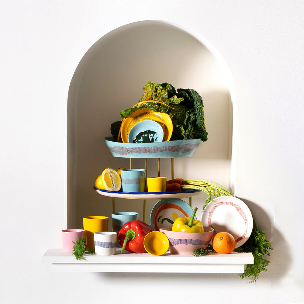 Salad Bowl White - Red Stripes Feast