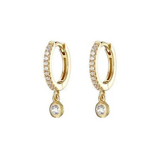 MK - Gold Pavé Huggie Earrings with Crystal Drop