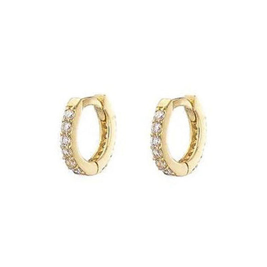 MK - Gold Pavé Mini Huggie Earrings
