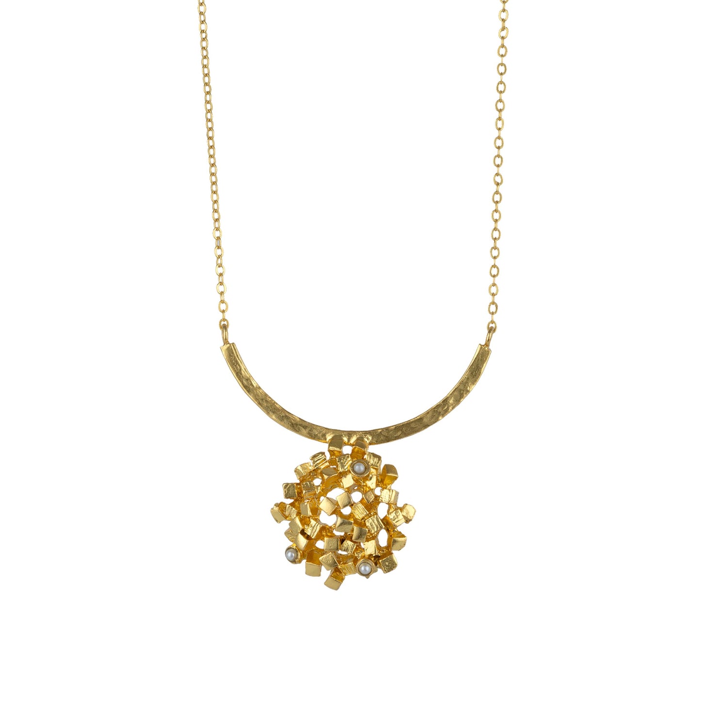 Necklace made from brass, goldplated, mini White