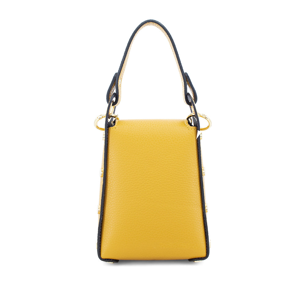 Leather Bee Bag with Studs - Mustard