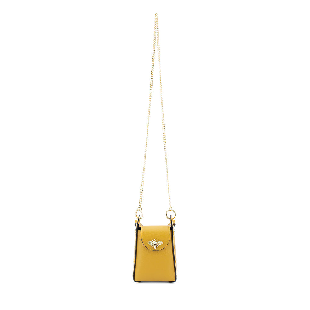 Leather Bee Bag with Studs - Mustard