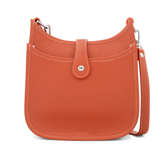 Leather Saddle Crossbody Bag - Orange