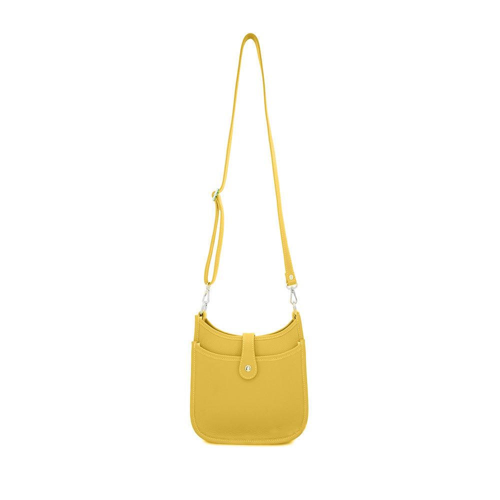 Leather Saddle Crossbody Bag - Mustard