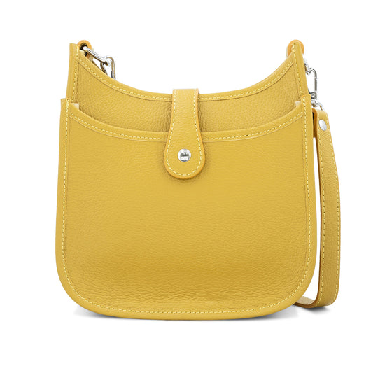 Leather Saddle Crossbody Bag - Mustard