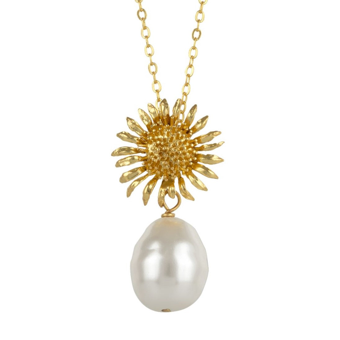 The Drapery Haus - Jewellery - Necklace made from brass, goldplated, baroque pearl