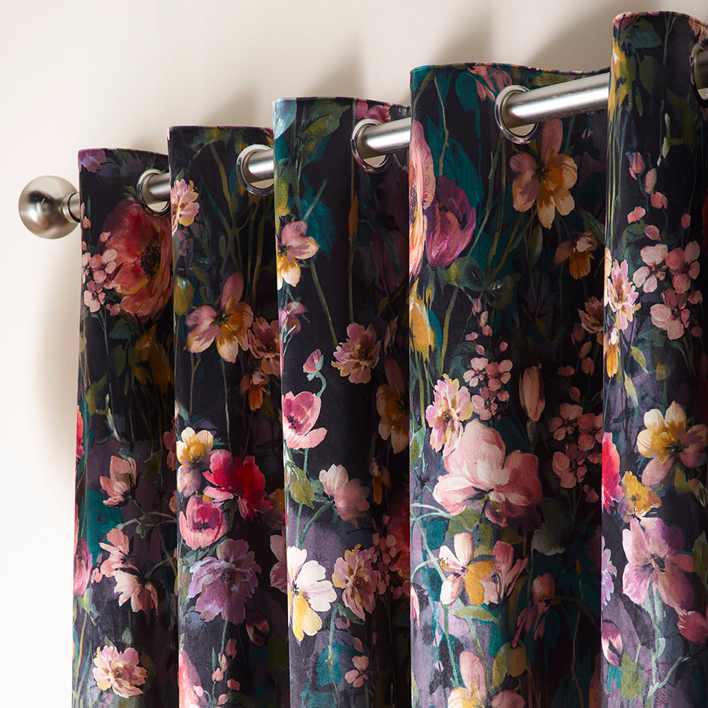 Meadow Noir - Ready-made Eyelet Curtains