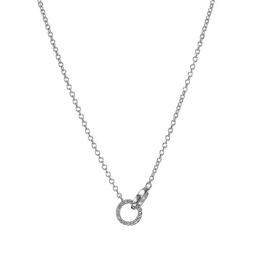MK - Silver Interlocking Pave Circle Necklace