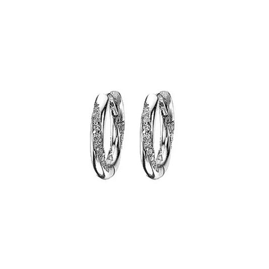MK - Silver Scattered Pavé Huggies