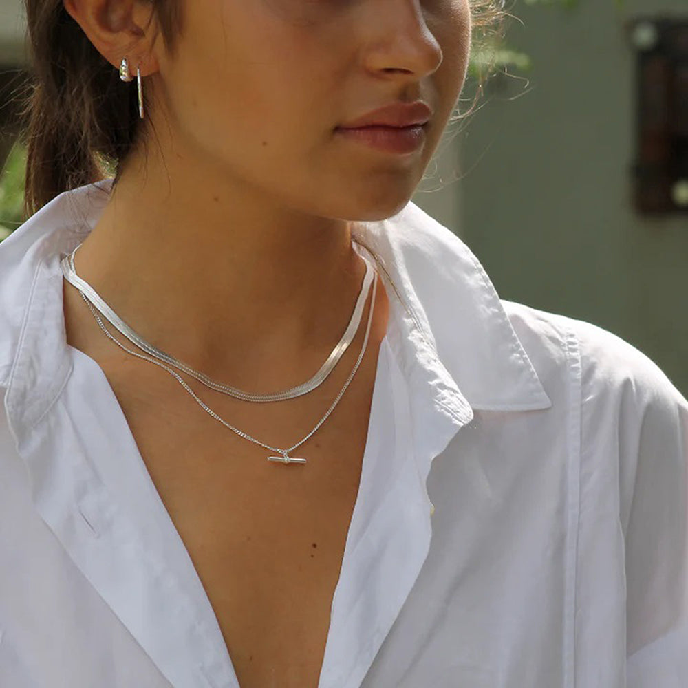 MK - Silver T-Bar Curb Chain.