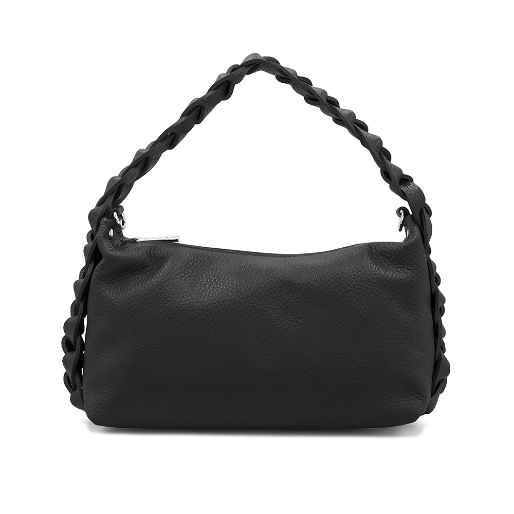 Grab Leather Plaited Bag - Black