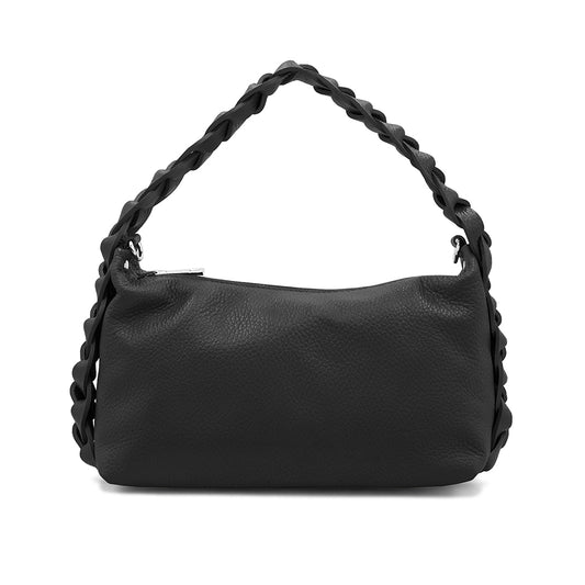 Grab Leather Plaited Bag - Black