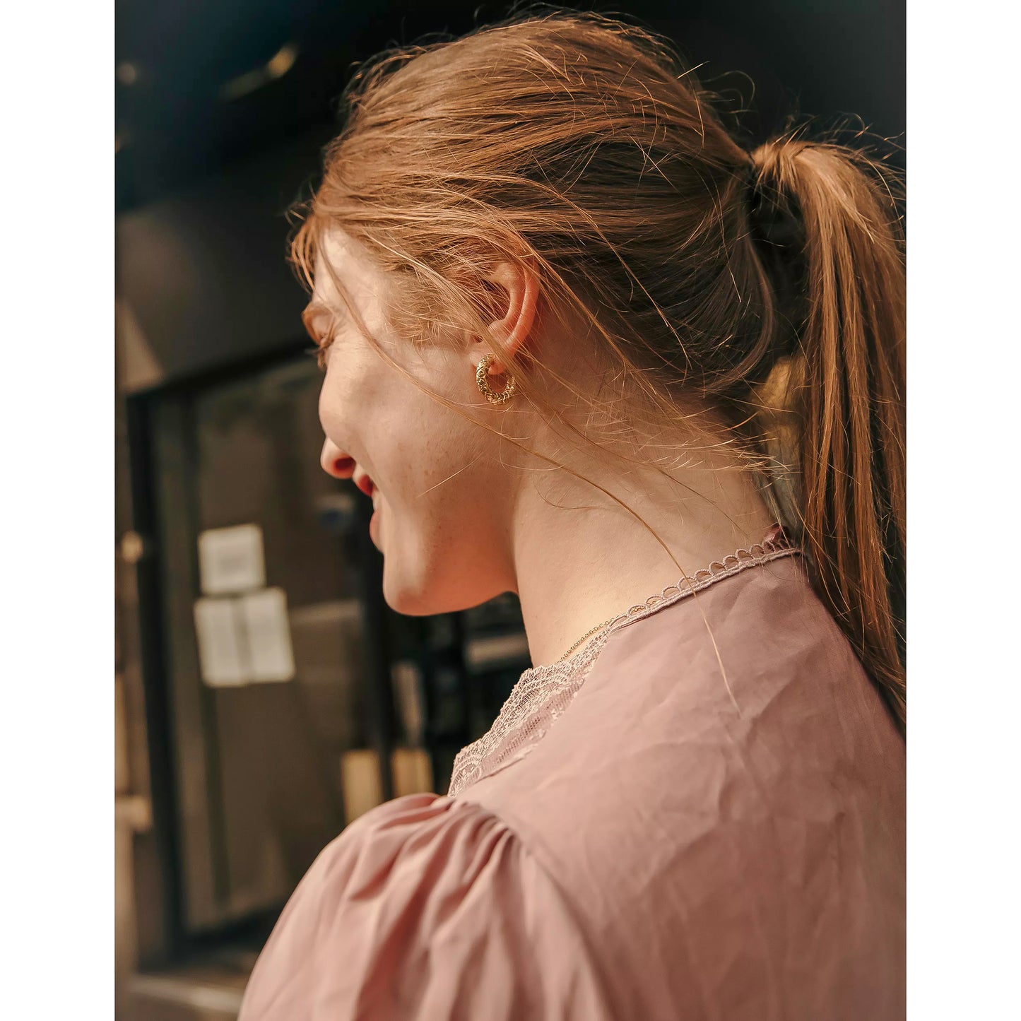 Small engraved hoop earrings - Charlotte Collection by Louise Damas