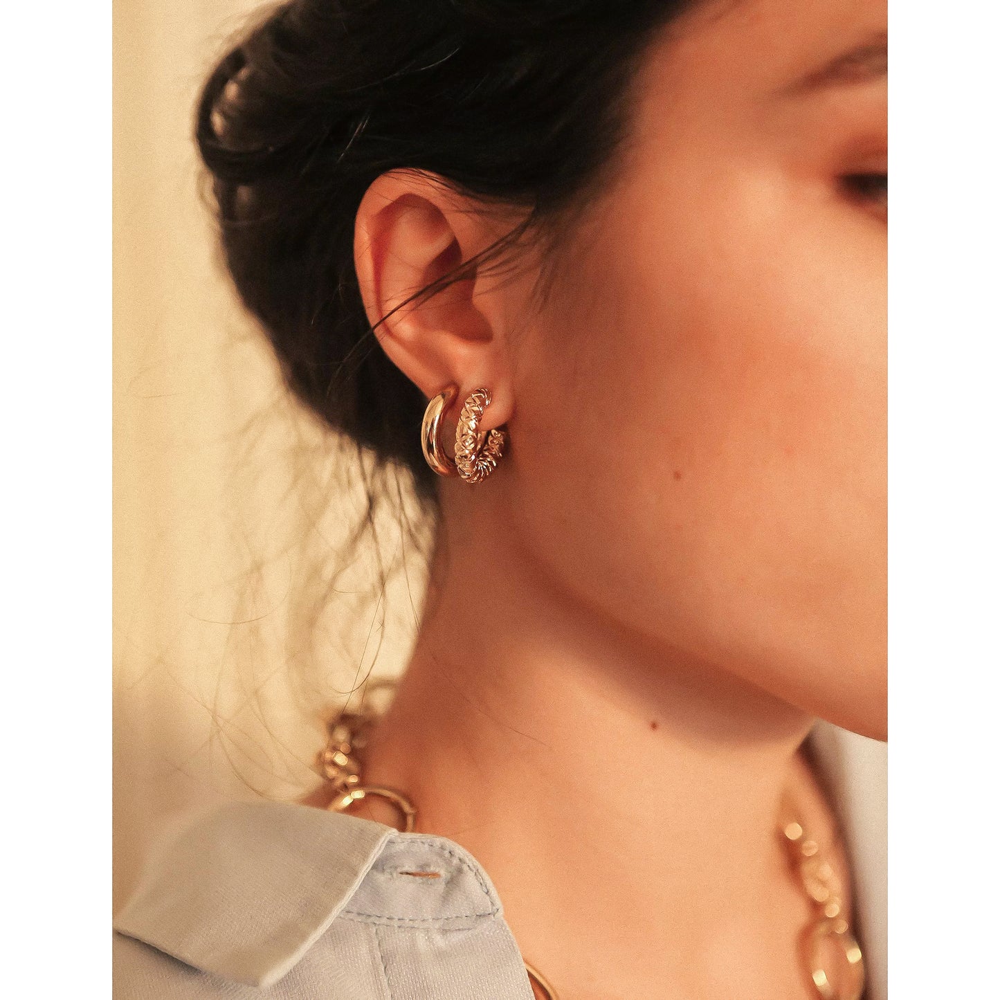 Small engraved hoop earrings - Charlotte Collection by Louise Damas