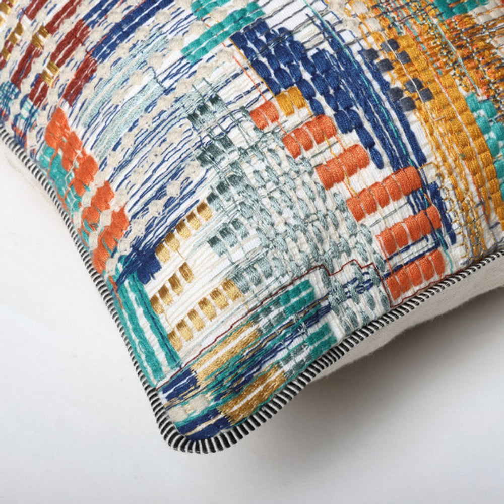 Cushion - Point De Vue - Burnt Orange Turquoise
