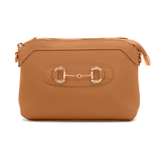Leather Small Crossbody Bag - Tan