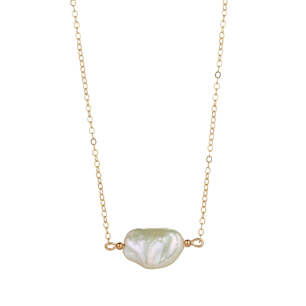 Gold Filled Baroque Pearl InLine Pendant by MoMuse