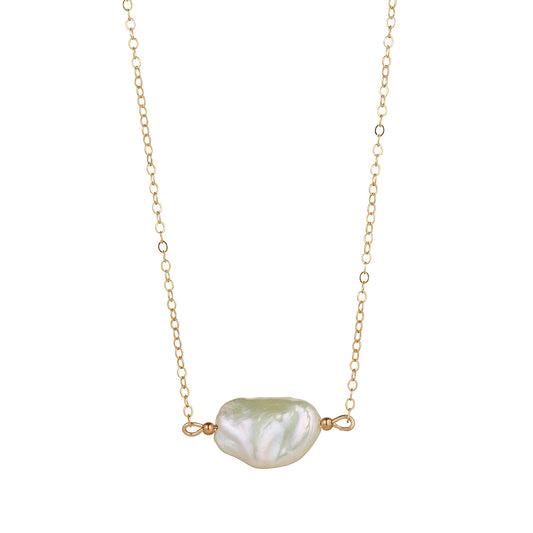 Gold Filled Baroque Pearl InLine Pendant by MoMuse