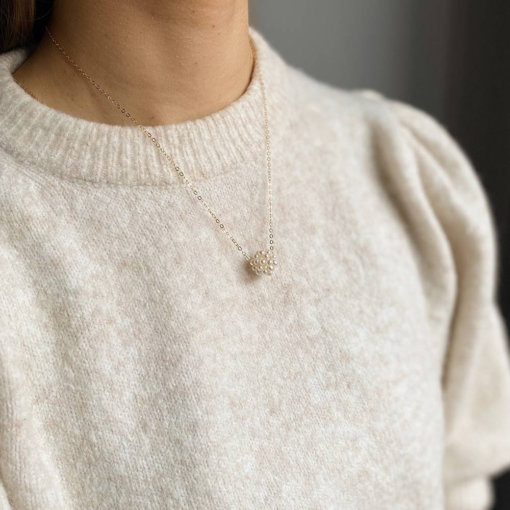Gold Filled Cluster Pearl Pendant by MoMuse