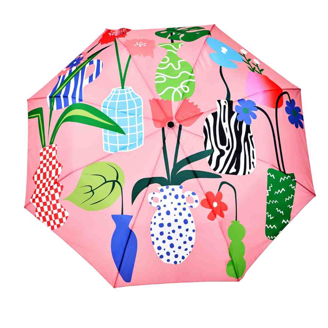 Back! Vases Print Compact Eco-Friendly Duckhead Umbrella