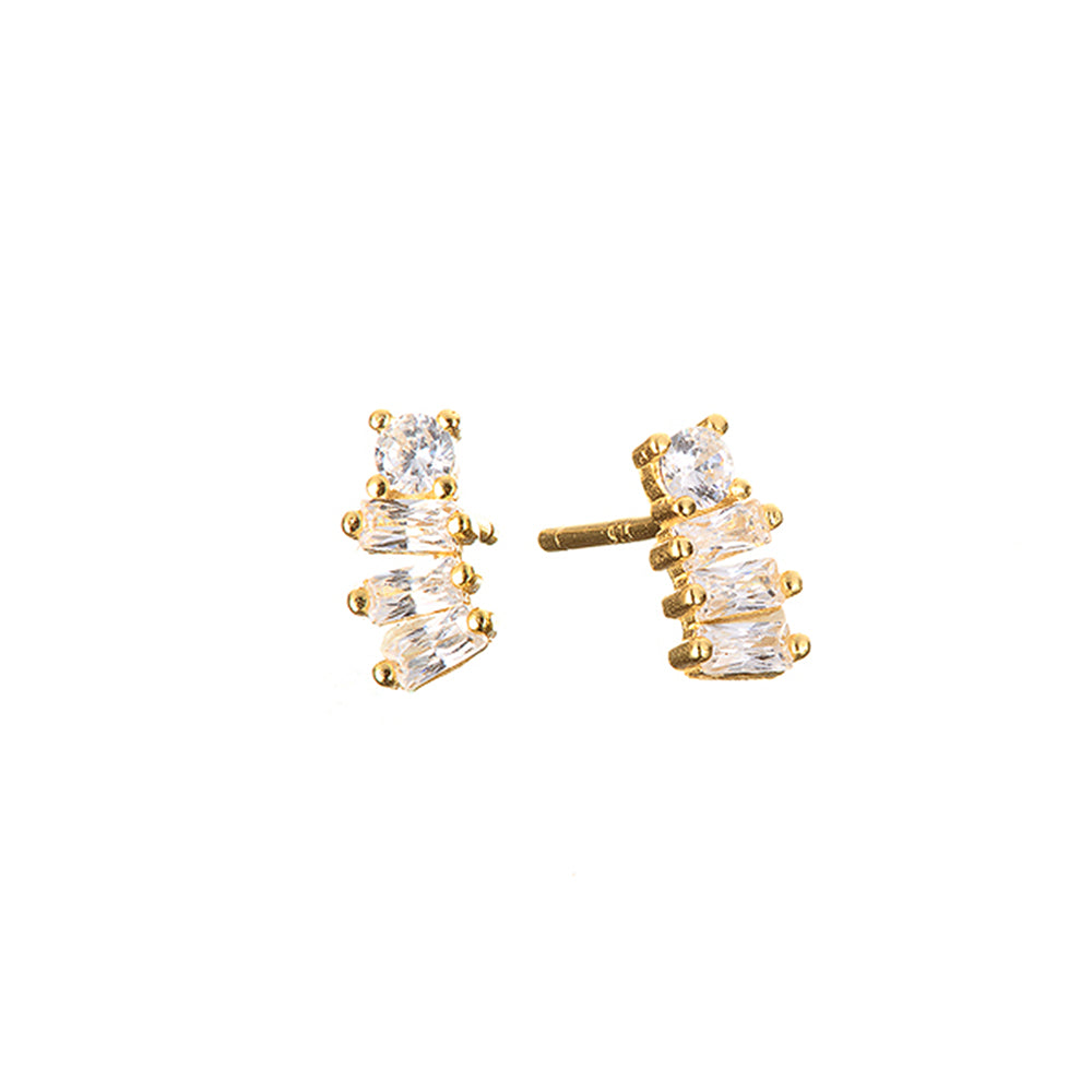 MK - Gold Baguette Stud Earrings