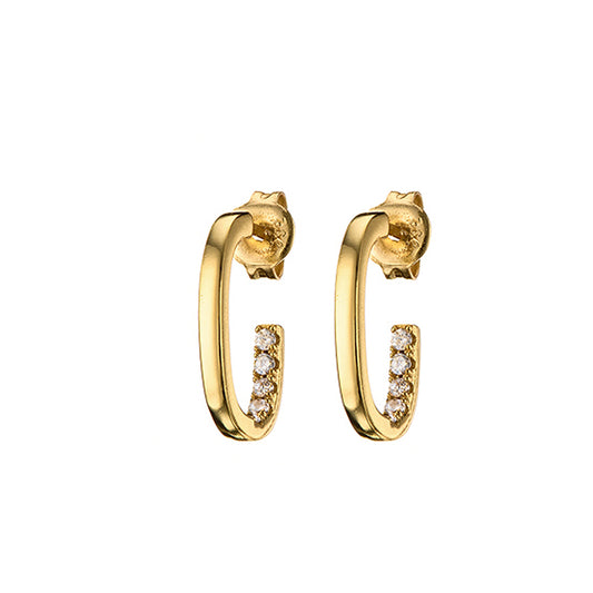 MK - Gold Small Rectangle Hoops + Zircon