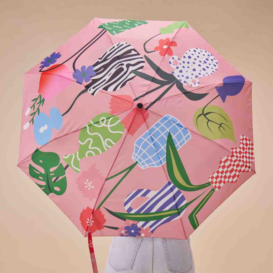 Back! Vases Print Compact Eco-Friendly Duckhead Umbrella