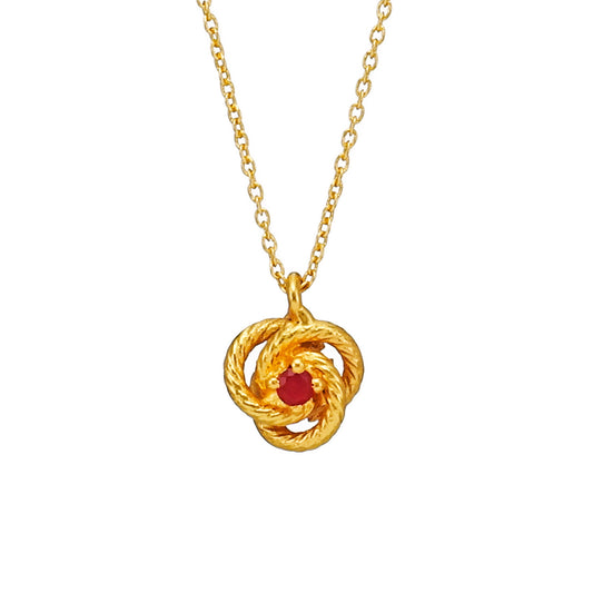 Ball necklace made from Brass, Gold plated, Red