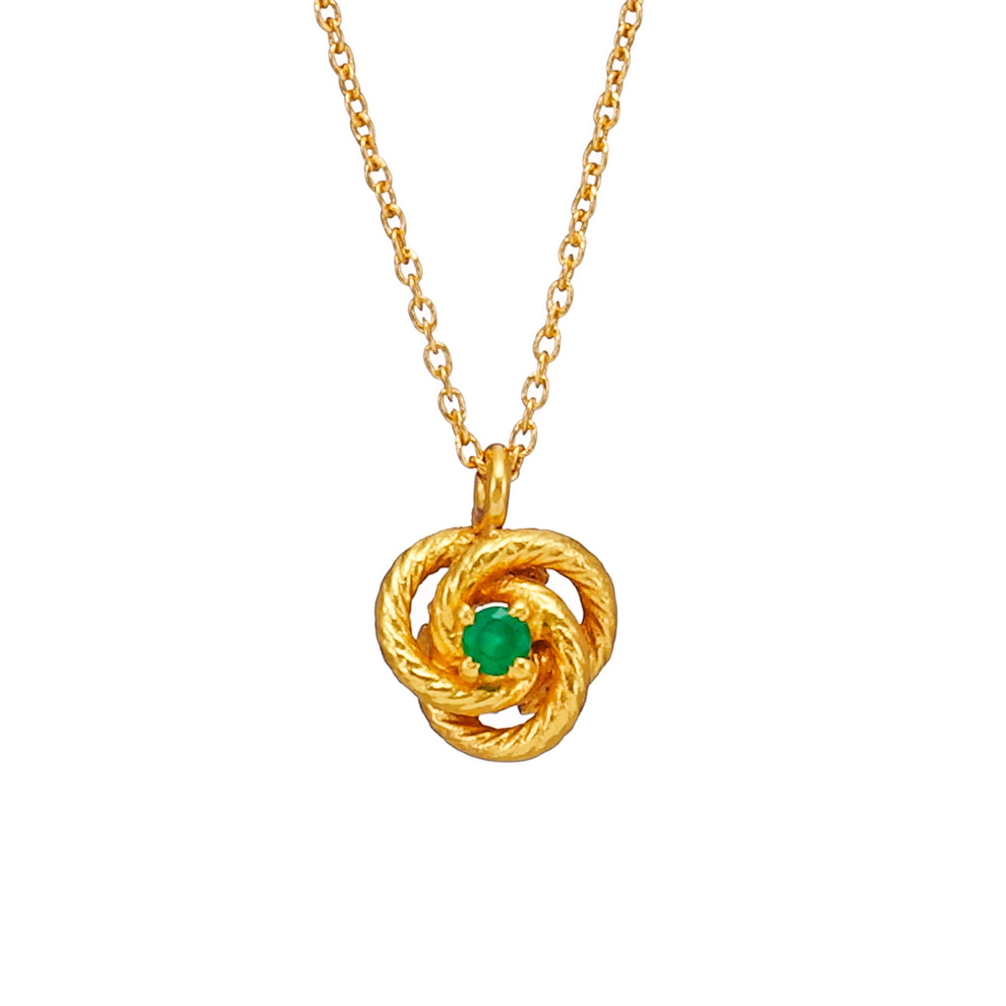 Ball necklace made from Brass, Gold plated, Green