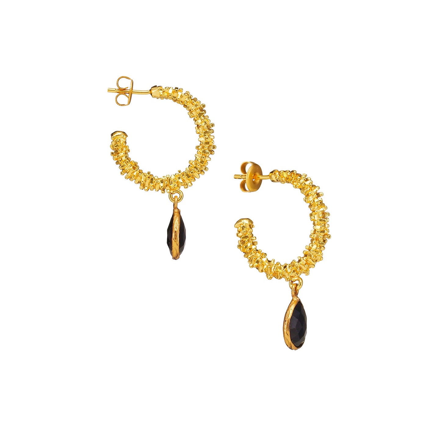 The Drapery Haus, Cork, Ireland - Jewellery - Brass, goldplated, black Onyx Earrings