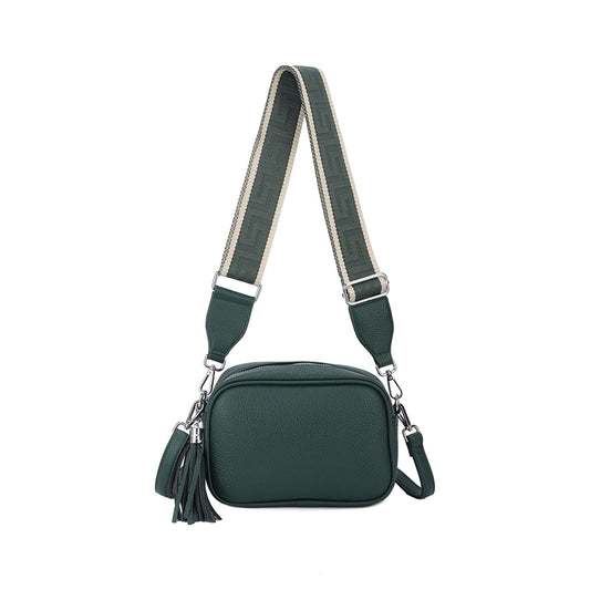 Camera Tassel Crossbody Bag with 2 straps - Green