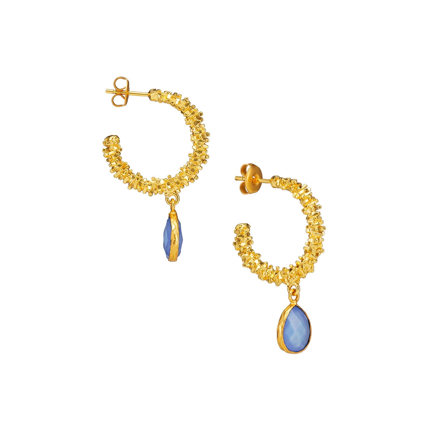 The Drapery Haus, Cork - Jewellery - Earring made from Brass, Goldplated, Blue Onyx