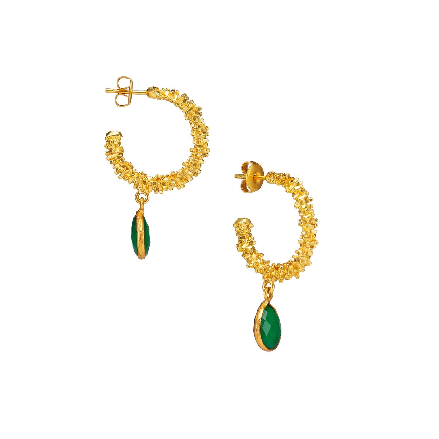 The Drapery Haus, Cork - Jewellery - Earrings made from Brass, Goldplated, Green Onyx